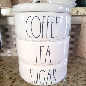 Rae Dunn Cream Stacking Canisters for Coffee, Tea, Sugar
